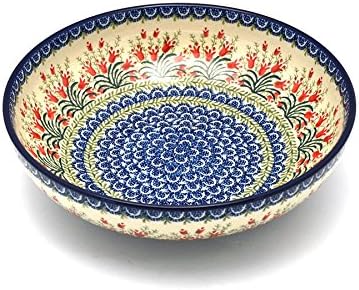 Polish Pottery Bowl - Contemporary - Large (11") - Crimson Bells