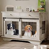 47' Dog Furniture Crate, Large Furniture Style Dog Crate for Large/Medium/Small Dogs (Retro Grey, One Cage)