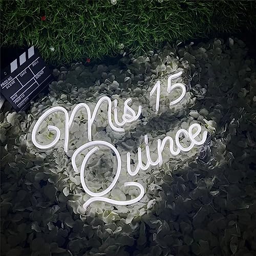Image of Mis Quince Neon Sign Mis 15 Anos Custom Quinceanera Neon Signs for Wall Decor - Neon Light Birthday Gift Personalized Mis XV Anos Led Sign Gifts for Her,Size:45cm