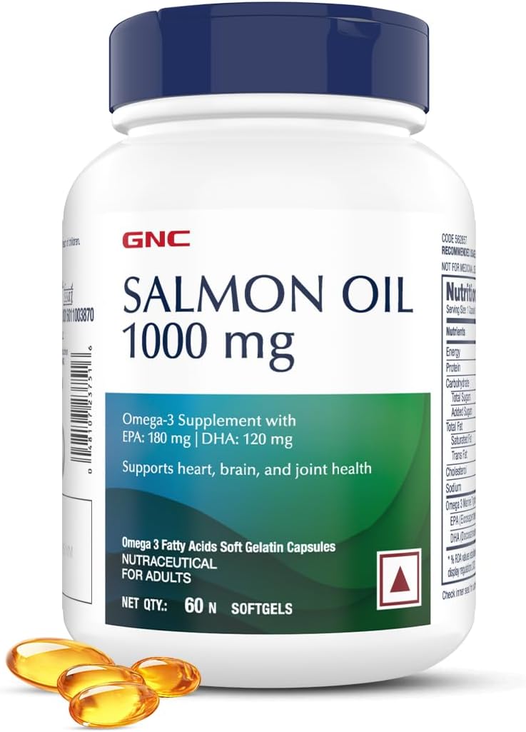 1000MG Salmon Oil for Men & Women | 60 Softgels | Rich Omega-3s with EPA & DHA | Relieves Joint Ache | Promotes Healthy Heart | Supports Memory | Protects Eye Health | Formulated in USA