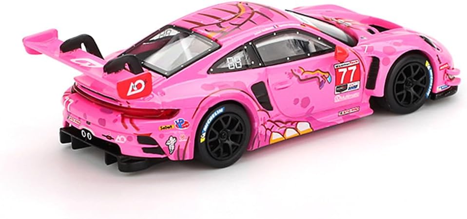 Diecast Model Car Compatible with Porsche 911 GT3 R #77 AO Racing 2024 IMSA Road America (Pink) Limited Edition by Mini GT MGT01052