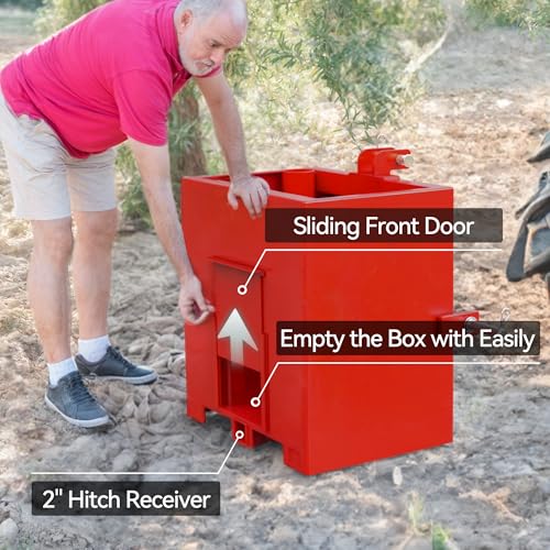 YITAMOTOR 3 Point Hitch Ballast Box, 800 lbs Tractor Ballast Box with 2'' Quick Hitch Receiver for 3 Point Category 1 Tractors, Loaders and Skid Steers, Red