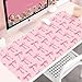 Large Pink Mouse Pad with Bows, 35.4 x 15.7in Full Desk Mat Pink Keyboard Mat Cute Computer Mouse Pad Home Office Supplies Accessories, Non-Slip Rubber Base Extra Large Gaming Mousepad, Girly Décor