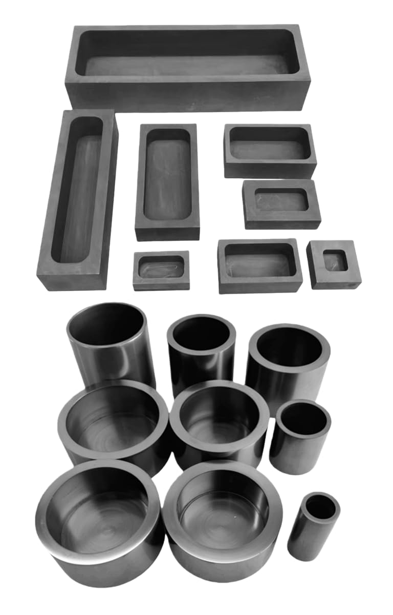 Crisol de grafito-forma cuboide/cilindro, recipiente de fusión resistente a altas temperaturas for metalurgia, 1 unidad(100x100x40mmCuboid)
