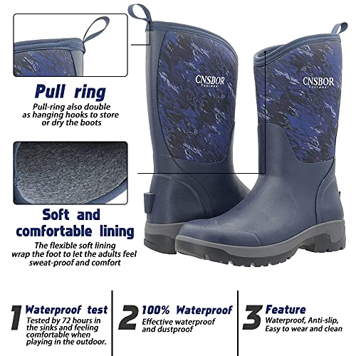 Image of CNSBOR Men's Rain Boots - Waterproof Rubber Insulated Boots for Fishing, Agriculture & Industrial Working