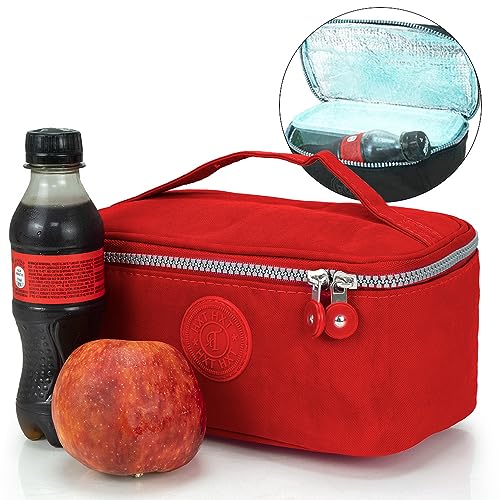 Bolsa Termica Marmita Feminina Masculina Fitness Pequena Marmiteira Lancheira Termica Infantil Adulto 2,2 Litros Para Lanches Garrafinha Camping Praia Viagem Academia Freezer Passeio Escola (Vermelho)