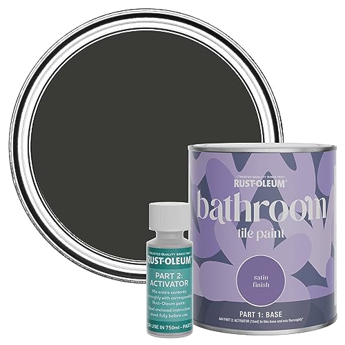 Rust-Oleum Black Water-Resistant Bathroom Tile Paint in Satin Finish - Dark Magic 750ml