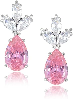 RIZILIA BLOSSOM Flower Pear Cut CZ Dangle Pierced Gold Earrings for Women