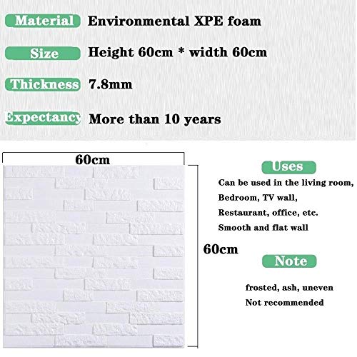 Papier peint en brique blanche MU Lockers 3D auto-adhésif 60x60cm pour rénovation murale