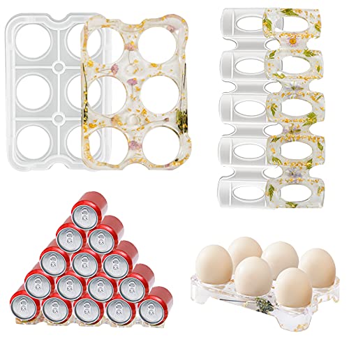 Gmmfitter 2Pcs Silicone Molds for Epoxy Resin, Egg Organizer Silicone Molds for Resin, Free-Standing Water Bottle Organizer Epoxy Resin Molds for Kitchen Countertops, Pantry, Fridge