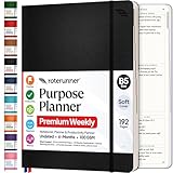 Roterunner Purpose Planner Notebook B5 7.5”x9.8” Undated 2026 Daily Weekly and Monthly Productivity Goal Setting Tool for Work Home ADHD Planner for Adults Self Care Journal