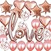 Valentines Day Decorations, 40 Inch Rose Gold Love Balloons Kit – Pack of 20 | Rose Gold Valentines-Day Party Supplies, Heart Shaped and Latex Balloon kit | Wedding, Bridal Shower Decorations