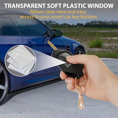 Image of Leather Keys Sleeve for Broken Car Key Loop Replacement - Cute Keychain Cover - Protector, Holder for Men & Women
