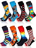 Croknit 8 Pairs Dress Socks Novelty Socks Bulk for Men Size 8-12 Colorful Socks Crew Socks Bulk Business Casual Socks Gifts for Men Dad Grandpa (Funky Style)