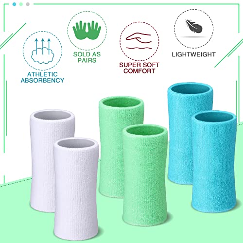 Image of WILLBOND 6 Inch Wrist Sweat Bands for Men Women Tennis Elastic Athletic Long Sweatband Wrist Absorbent for Basketball Tennis Running Outdoor Activity