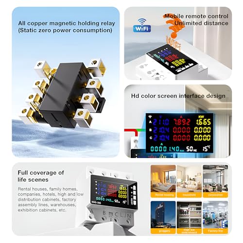 Image of XPR3SS 80Amp KWS-306WF Three Phase Energy Meter With Auto Reconnect WIFI Smart Switch Circuit Breaker KWh Power Meter Timer Relay Remote Control Over Voltage Under Voltage Over Current Surge Protector