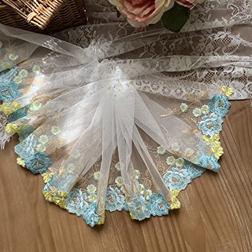 Tissu en dentelle avec broderie florale exquise de 19,8 cm de large, voiles doux, bordure en dentelle festonnée pour bricolage, couture, décoration de robe de mariage, loisirs créatifs, 2,7 m Cover