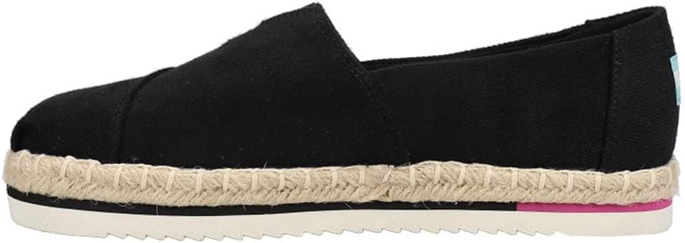 TOMS Women's Alpargata Platform Rope Loafer Flat, Black Heavy Twill, 7