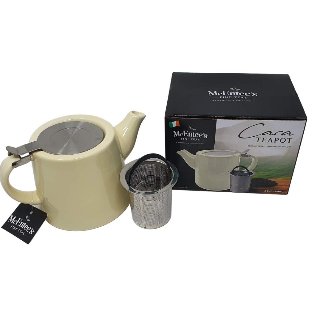 McEntee's Cara - Teiera per Tisane in Ceramica da 510 ml (1-2 Tazze) con Infusore Rimovibile in Acciaio Inox
