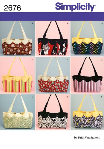 Simplicity Handbags in 9 Styles Sewing Pattern by Faith Van Zanten 2676, One Size