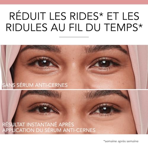 Sérum correcteur 2-en-1 Bourjois Healthy Mix, lisse les rides et les ridules au fil du temps, rafraîchit le contour des yeux, caféine, vitamine C, E et B5, applicateur rafraîchissant, Ivory, 11 ml