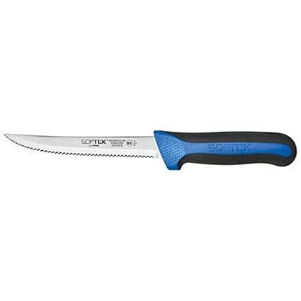 WINCO KSTK-50 Serrated Utility Knife, Silver/Black/Blue