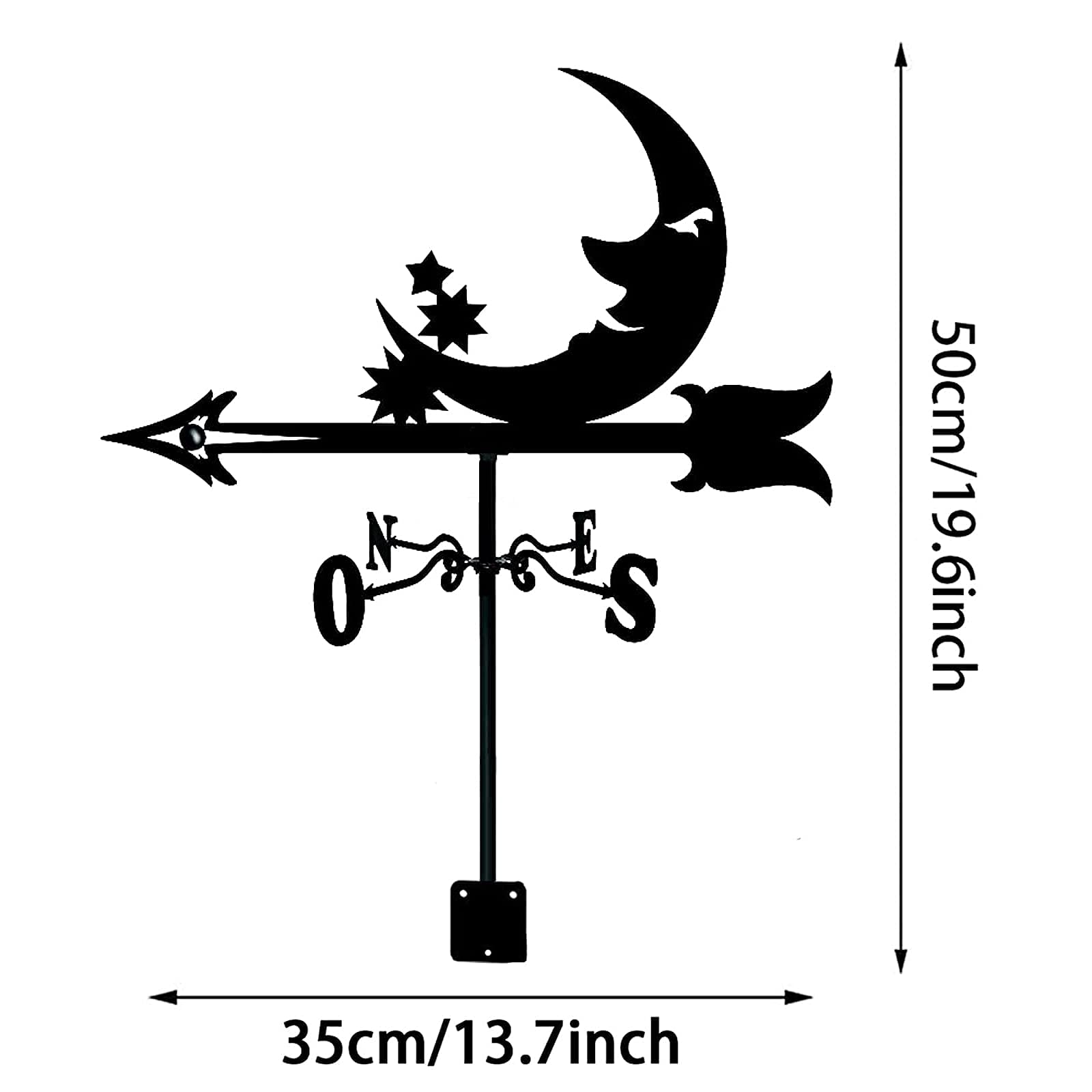 Herramienta De Medición De la Veleta Del Viento, la Veleta Del Viento, la Veleta Del Viento, la Veleta Del Animal, Para la Decoración Del Cerco Del Techo Del Jardín Al Aire Libre/Luna Y Estrellas