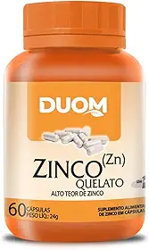 Zinco Quelato Puro Alto Teor de Zinco Zn 60 Cápsulas - Duom