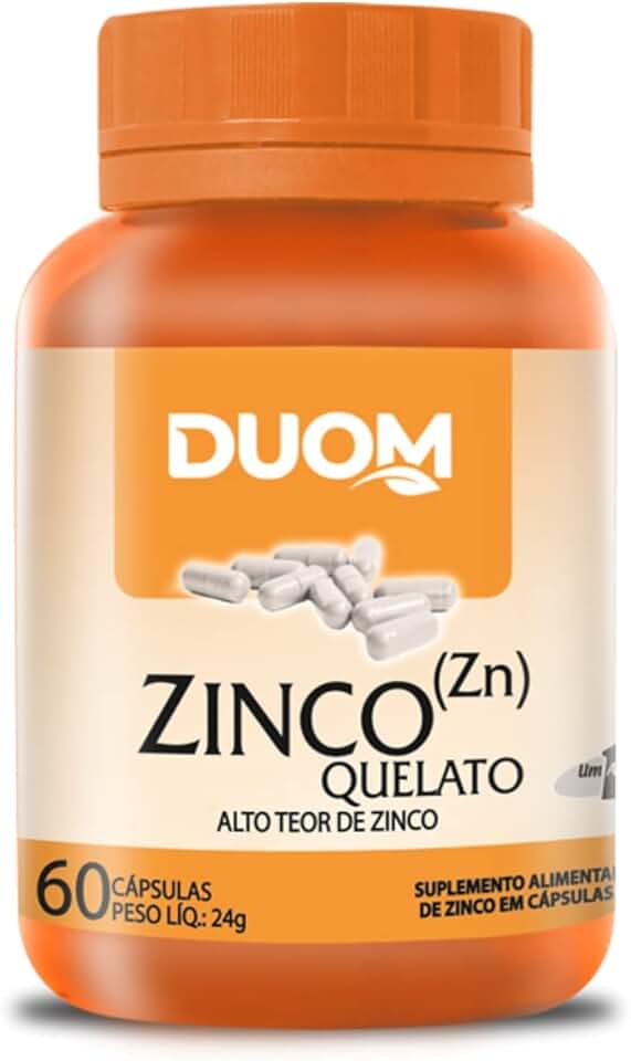Zinco Quelato Puro Alto Teor de Zinco Zn 60 Cápsulas - Duom