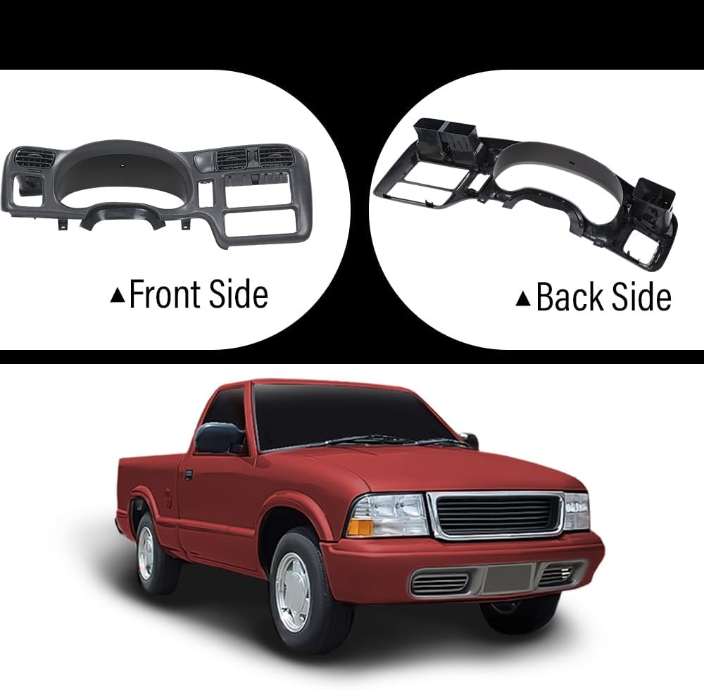 ANDPLAY Dashboard Cluster Dash Radio Bezel Compatible with Chevy Blazer S10 GMC Jimmy Sonoma 1998 1999 2000 2001 2002 2003 2004 Fit Vehicle with Double Din Radio Dark Gray