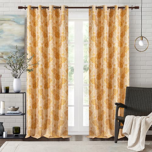 Image of Deco Window Extendable Curtain Rod for Door & Windows Adjustable Length Heavy Duty Iron Telescopic Drapery Pole with Barrel Finials (1 inch Diameter) (52 inch-144 inch, Brown)
