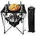 OVENTE Collapsible Folding Camping Table with Insulated Cooler, 4 Cup Holders, Food Basket and Travel Bag, Portable Tailgating Table for Fishing, Outdoor Barbecue or Beach Parties, Black POTC0014B