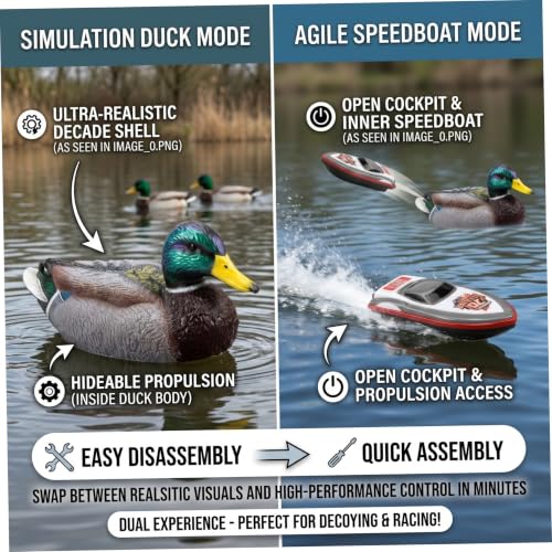 Bateau canard RC télécommandé et rechargeable pour étang - 4