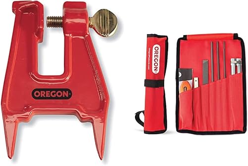 Oregon Tornillo de motosierra - rojo - Kit de afilado de campo - 5/32", 3/16", 7/32" limas redondas, lima plana, mango, guía, bolsa