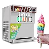 Kolice Commercial 5 Flavors Soft Ice Cream Machine, 3+2 Mixed Flavors Gelato Ice Cream Maker-ETL Certificate, Upper Tanks Refrigerated, Full Transparent Dispenser Set