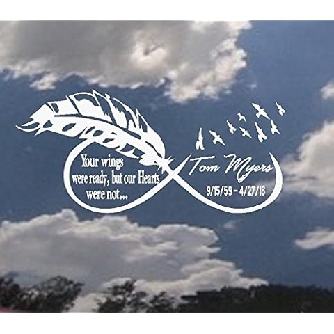 BestPricedDecals Remembrance of Loved one: Your Wings were Ready #3 Infinity (Custom Name/Date) : Memory Decal 6" x 13" (Customization) Cover