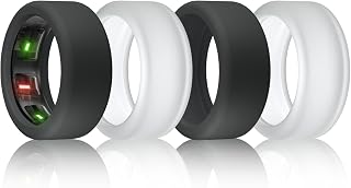 BandSmith Silicone Ring Cover Compatible with Oura Ring Protector, Elastic Case for Oura Ring Gen 4/3 Working Out - Patent Protected (Black*2+Clear*2, M for 11/12/13)
