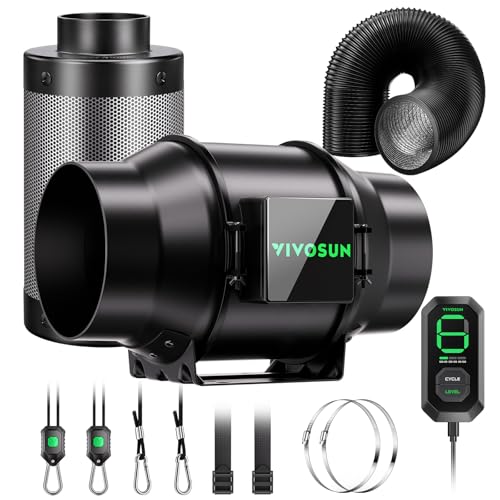 VIVOSUN Smart Air Filtration G6 Kit 6 AeroZesh G6 Inline Duct Fan with E12 Speed Controller Carbon Filter & 8 Ducting Cooling & Ventilation System for Grow Tents Indoor Gardening Hydroponics