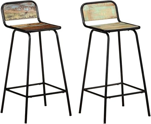taburetes de bar, taburetes de bar, juego de 2, taburetes de bar, sillas de bar, 2 taburetes de madera recuperados sólidos, taburetes de bar, juego