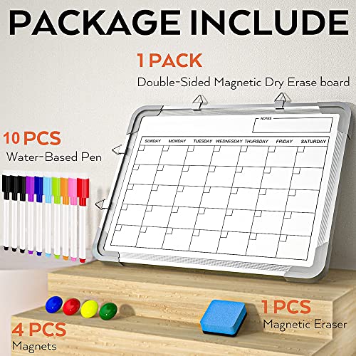 Dry Erase Board Calendar For Wall，16" X 12" Hanging Double-Sided Whiteboard Calendar. Magnetic Dry Erase Board. Portable Dry Erase Board For Office,School,Home,Kitchen,Drawing,Planning, Memo. #TOP1