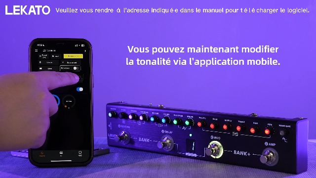 Pédale Multi-Effets Guitare LEKATO - 36 Préréglages, Recharge IR, Bluetooth, Enregistrement