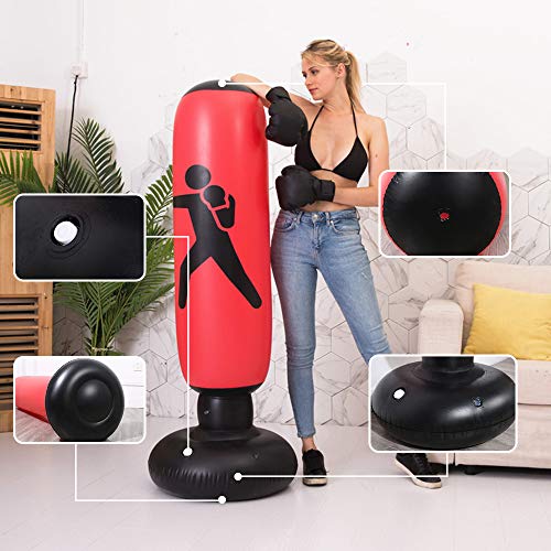 Saco de boxe de PVC para boxe, Romacci Saco de soco de boxe inflável de PVC 160cm em pé Tumbler Home