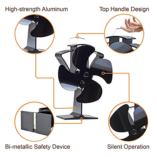 HAWCAFU Kaminventilator Ofenventilator Stromlos Wärmebetriebener Ofenventilator für Holzofen/Pelletofen/Kamin Ventilator