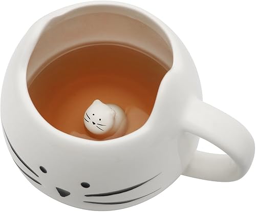 Miniatura 7 de Koolkatkoo Taza de café de gato para mujeres y niñas, lindas tazas de cerámica para amantes de los gatos, taza de té de 12 onzas, color blanco