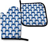 Video Game Pattern Oven Mitt and Pot Holders Set of 2 Kitchen Set for Grilling