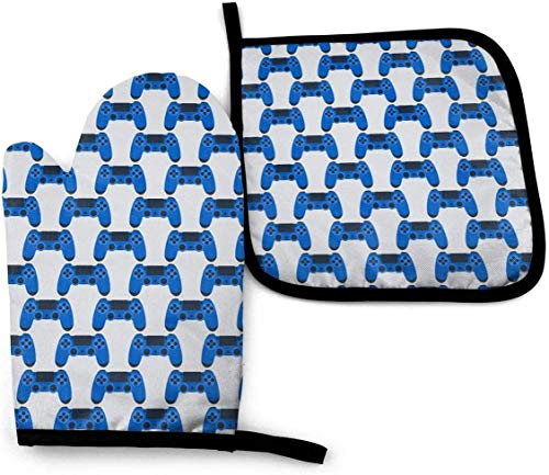 Video Game Pattern Oven Mitt And Pot Holders Set Of 2 Kitchen Set For Grilling #TOP1