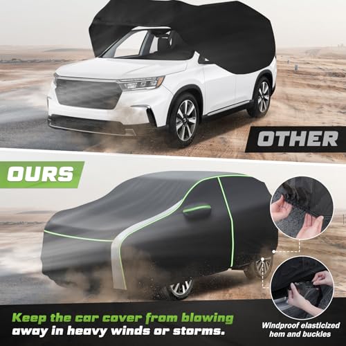 Image of Mixsuper Liner Car Cover for Honda Pilot 2003-2026, 7 Layers Full Car Cover All Weather Car Covers for Pilot, Waterproof Outdoor Cover with Zipper Door Reflective Strips