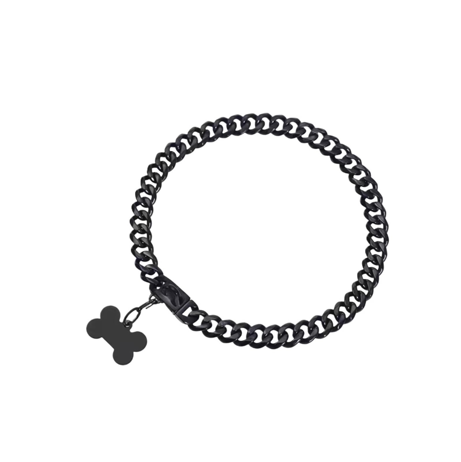 Collar for pasear Perros con Cadena de Acero Inoxidable Resistente de 10mm de Ancho, Collar de Entrenamiento masticable Resistente for Perros pequeños, medianos y Grandes(Black,26 Inches)