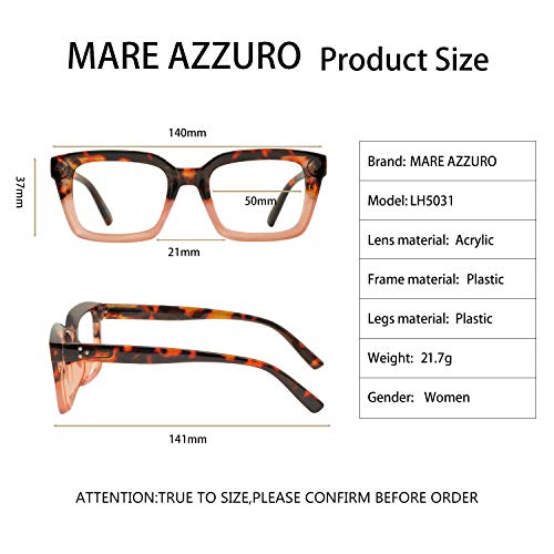MARE AZZURO Reading Glasses Women’s Stylish Reader Durable Eyewear 0 1.0 1.25 1.5 1.75 2.0 2.25 2.5 2.75 3.0 3.5 4.0 5.0 6.0(Orange, 400) - Thumbnail 6