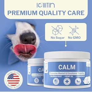 Calming chews for dogs  separation anxiety grooming fireworks storms barking  reduce stress tension  all natural  duck flavor  120 chews  small medium large dogs all breeds   cucciolini doodles